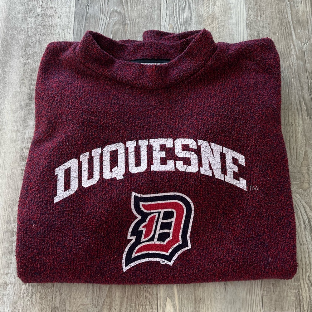Woolly Threads Duquesne University Dukes Blue Red Vintage Crew Neck Sweatshirt